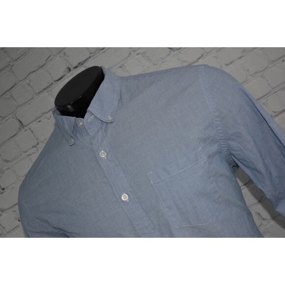 J Crew Mercantile Dress Shirt Button Up Mens Size Large Flex Blue Cotton Blend - Picture 1 of 7